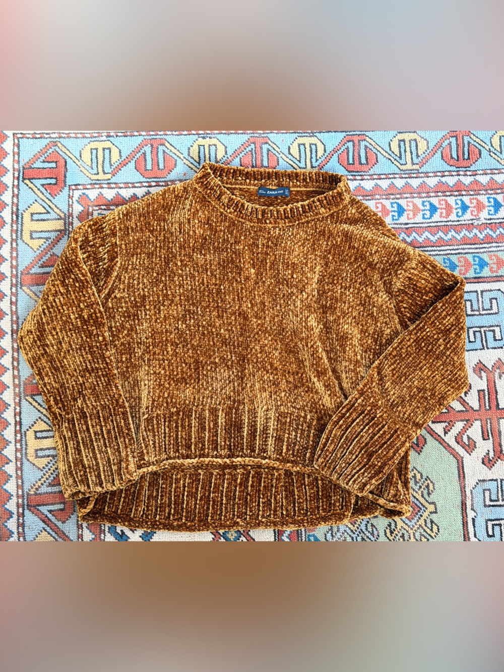Zara Cozy Chenille Crewneck Sweater - Golden Brown